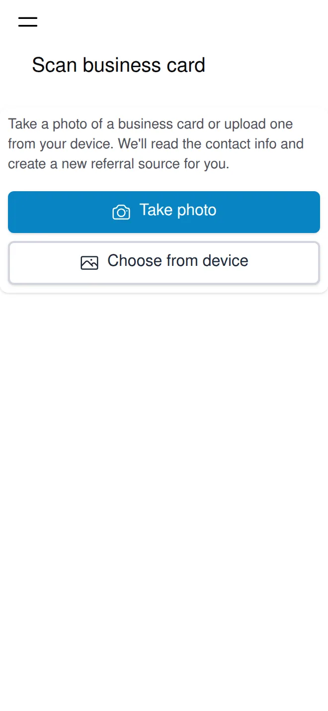Scanning a business card on a phone